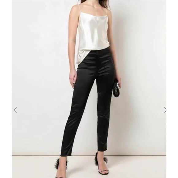 L'Agence Arrow Pants Black Satin High Rise Ankle Sz 2 Women's‎ - Picture 1 of 7